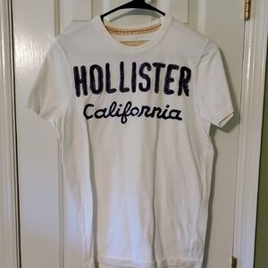 Hollister White Tee with Dark Blue Script